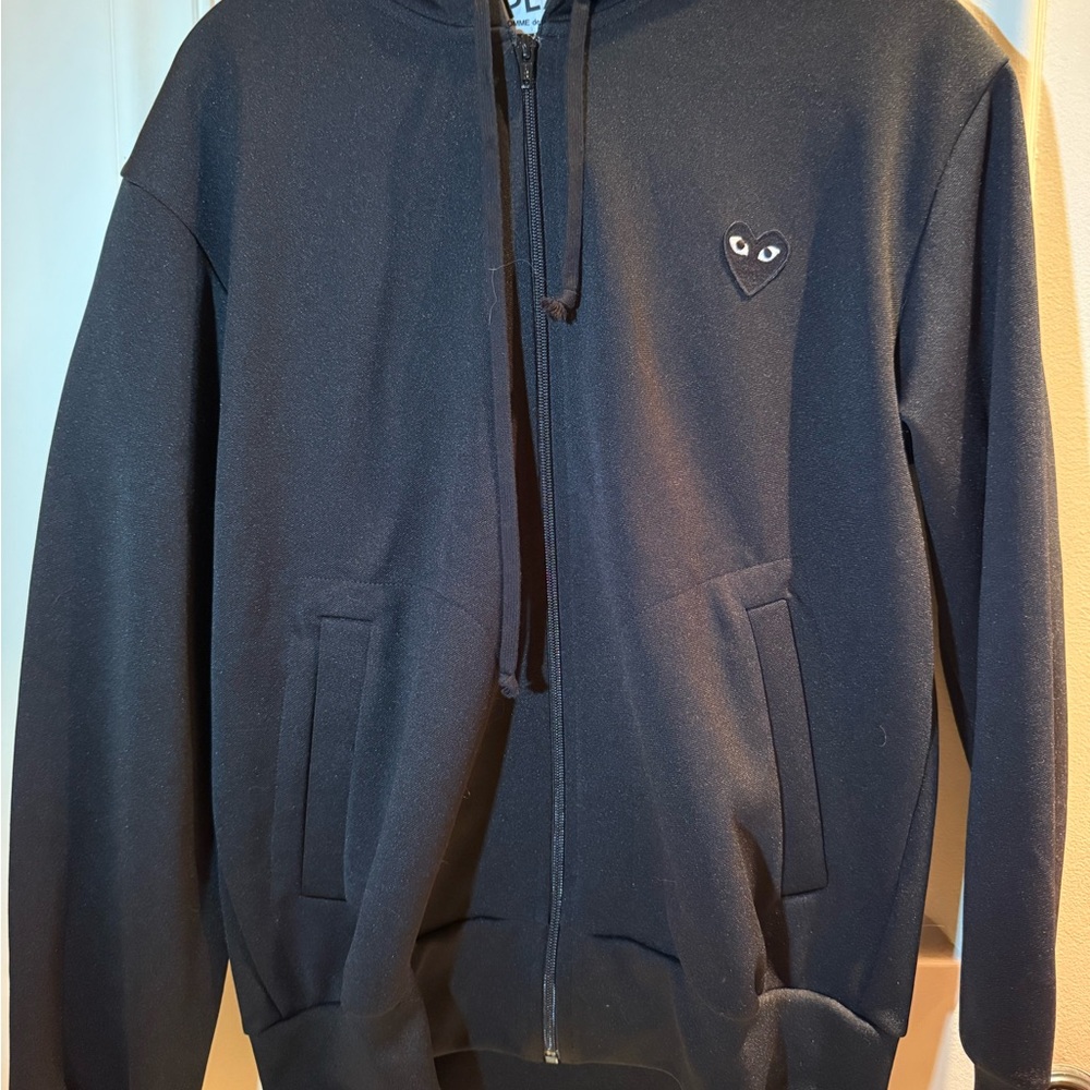 Comme des Garcon Play Big Black heart Zip Up Sweater